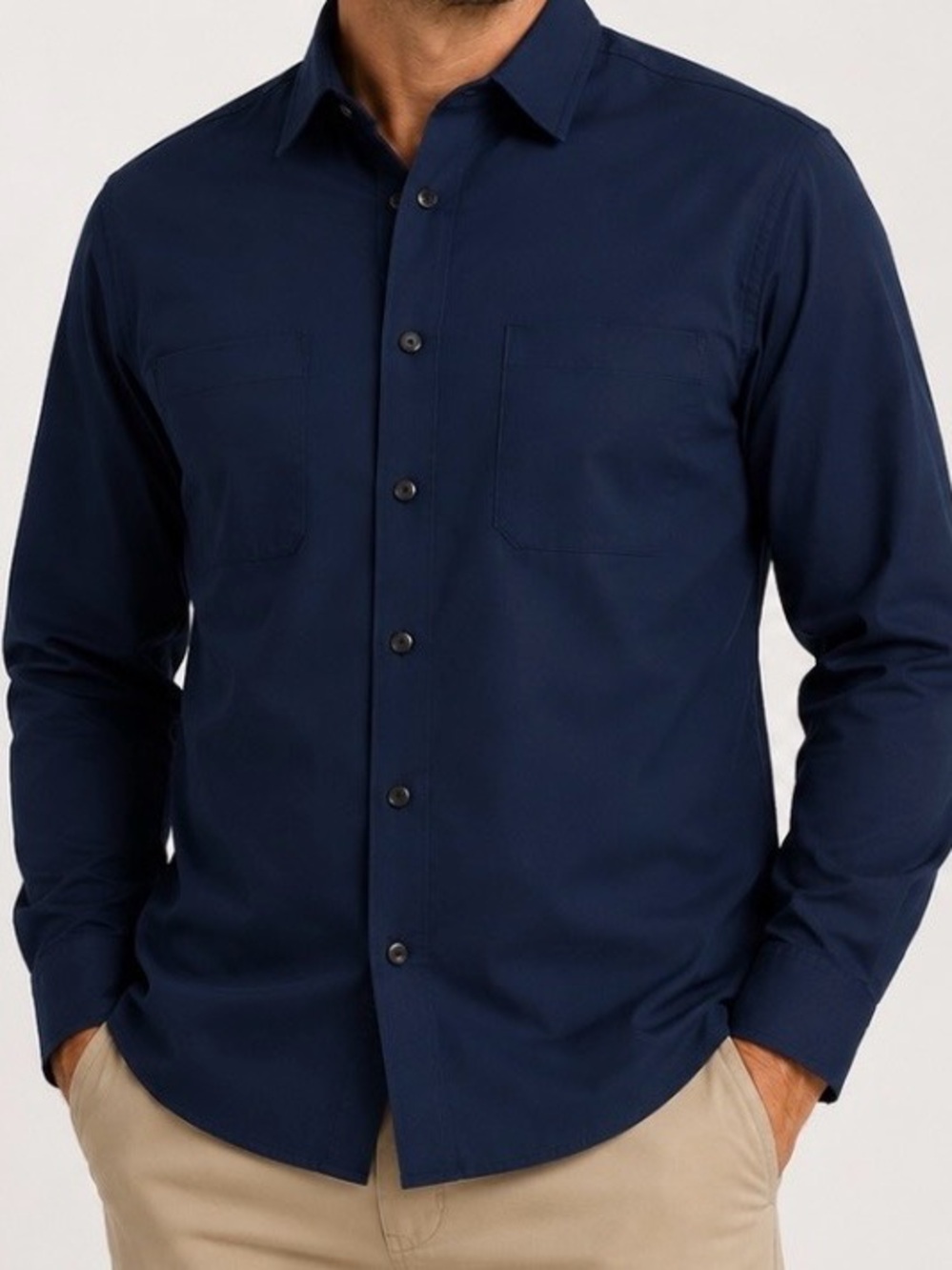 Men's Classic Navy Button-Down Shirt SP